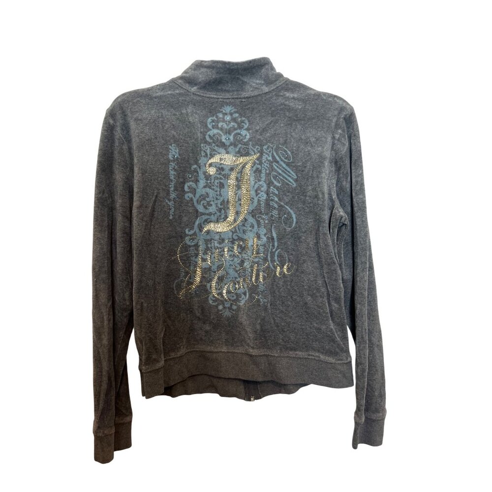 Vintage Juicy Couture Gray Full-Zip Jacket With Embellished Back